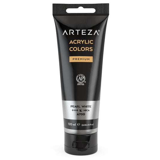 Arteza Metallic Acrylic Paint, 4oz Pouch - Pearl White A205